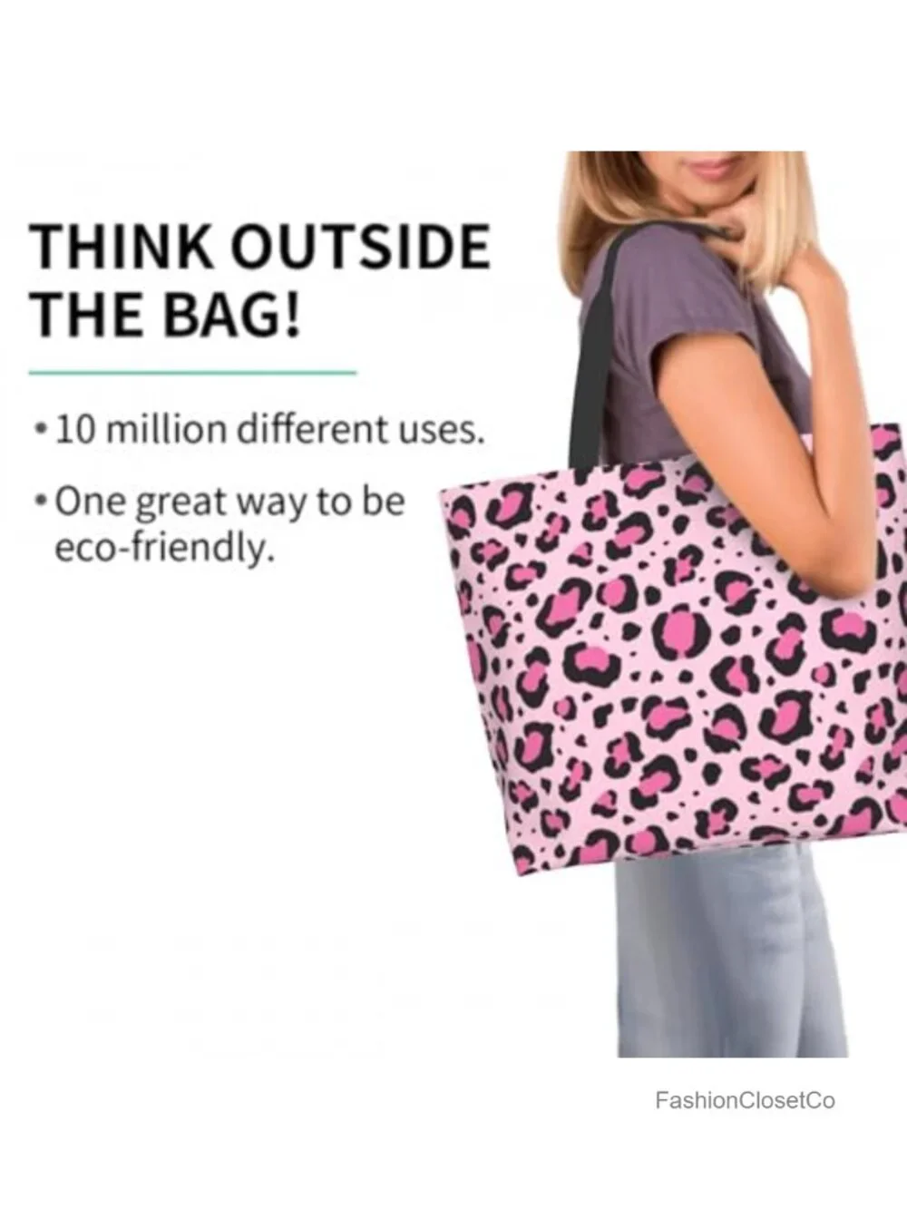 Large Reusable Eco-Friendly Shopping Tote Bag with Shoulder Strap